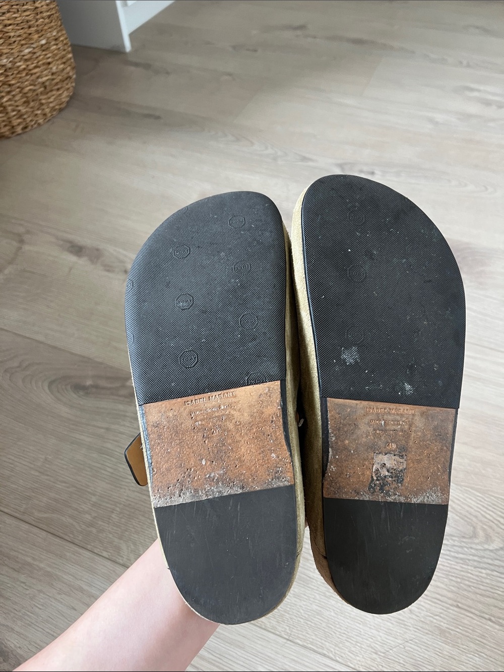Isabel Marant Olive Green Suede Slip-On Clogs with Buckle - Picture 8 of 8